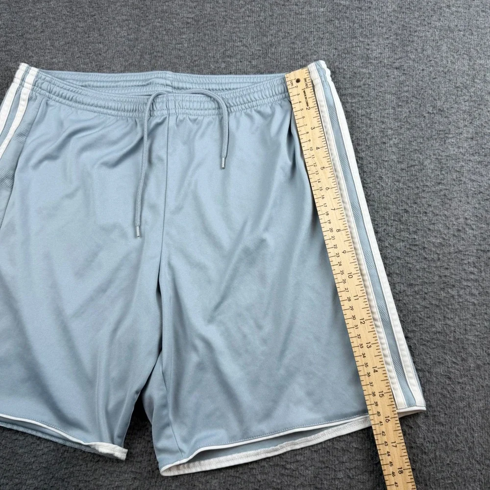 Adidas Soccer Shorts Men's Size Medium Light Blue Climalite 3-Stripe Athletic